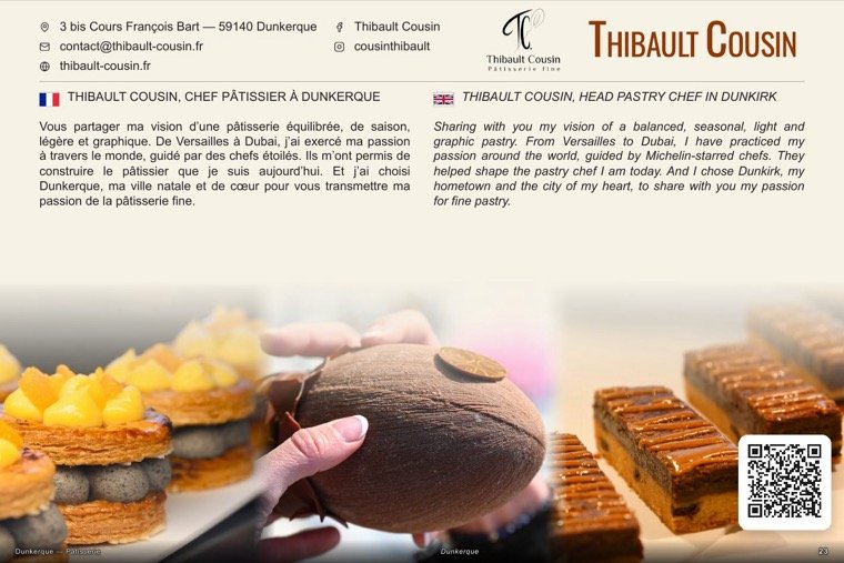 La page de Pâtisserie Thibault Cousin dans le magazine