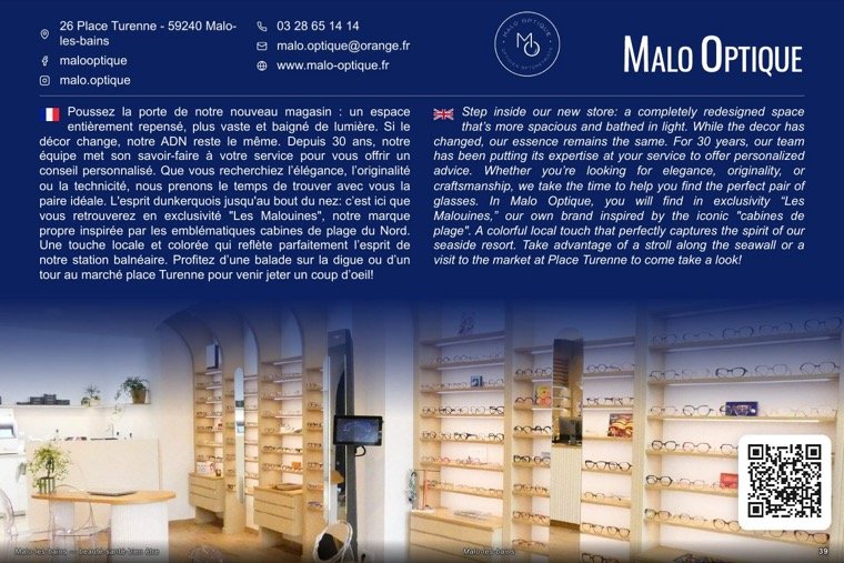 La page de Malo Optique dans le magazine