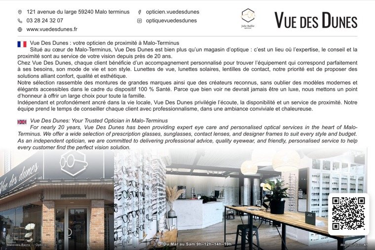 La page de Vue des Dunes dans le magazine
