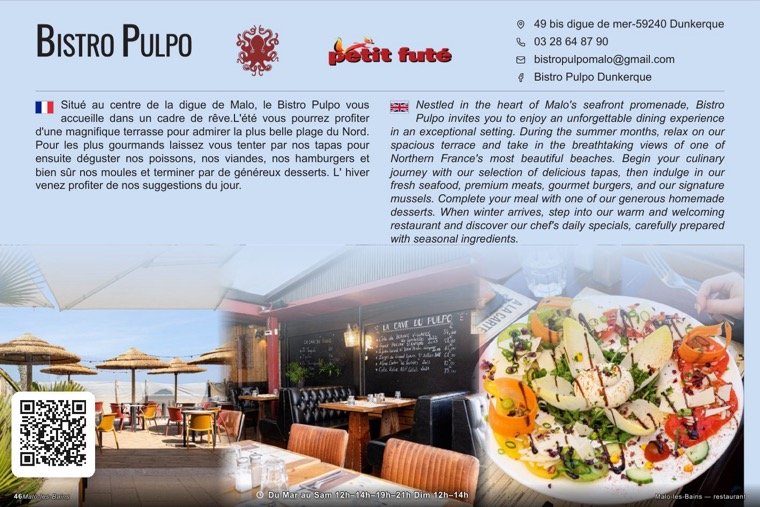 La page de Bistro Pulpo dans le magazine