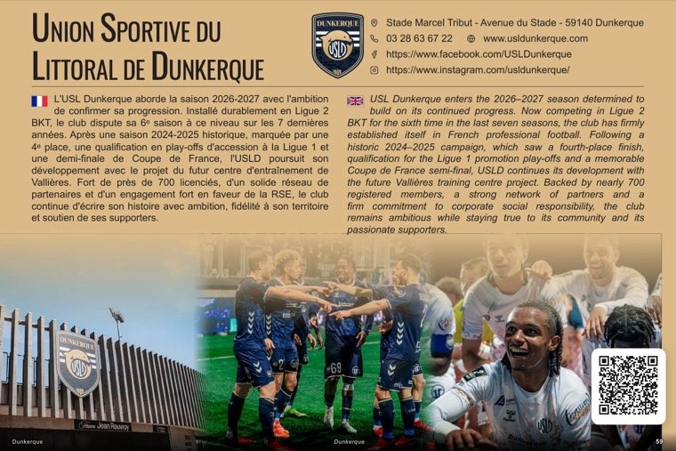 La page de Union Sportive du Littoral de Dunkerque dans le magazine