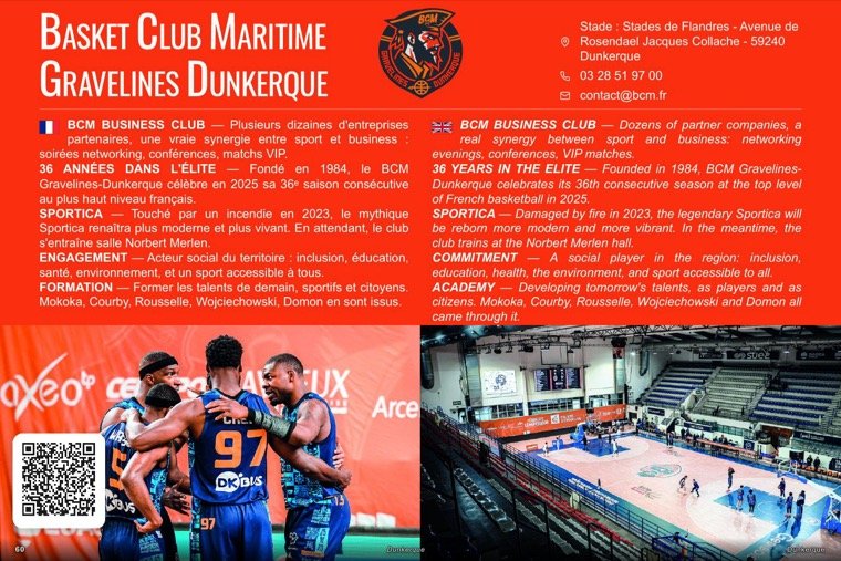 La page de Basket Club Maritime Gravelines Dunkerque dans le magazine